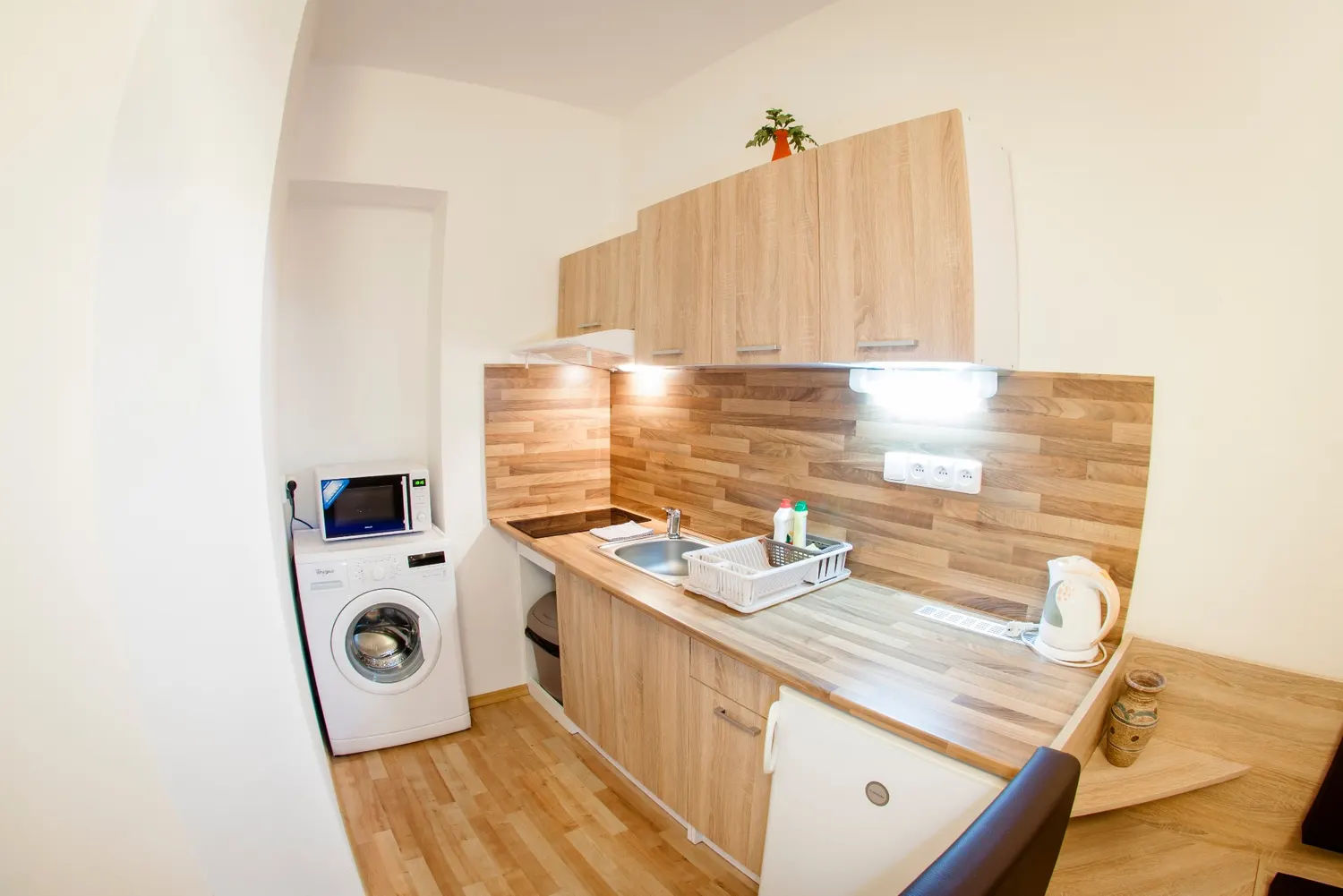 Apartment interior with a kitchenette